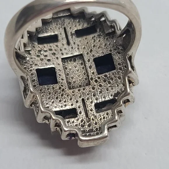 Nicky Butler sterling 925 lapis lazuli moonstone geometric ring purple enamel, 7 - Picture 6 of 10